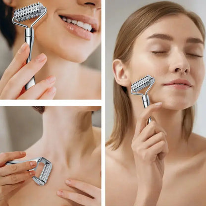 Zinc Alloy Facial Massage Roller, Dual-Use Face Sculpting Tool, Portable Handy Beauty Care Tool for Face and Neck Spa, Compact Massage Device, Face Lifting Roller