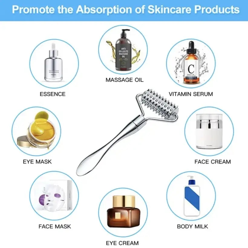 Zinc Alloy Facial Massage Roller, Dual-Use Face Sculpting Tool, Portable Handy Beauty Care Tool for Face and Neck Spa, Compact Massage Device, Face Lifting Roller