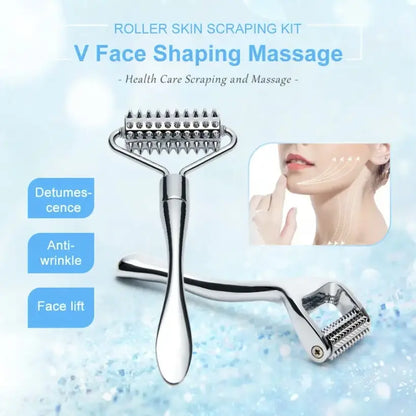 Zinc Alloy Facial Massage Roller, Dual-Use Face Sculpting Tool, Portable Handy Beauty Care Tool for Face and Neck Spa, Compact Massage Device, Face Lifting Roller