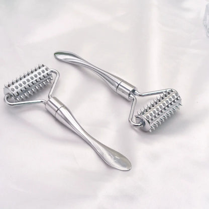 Zinc Alloy Facial Massage Roller, Dual-Use Face Sculpting Tool, Portable Handy Beauty Care Tool for Face and Neck Spa, Compact Massage Device, Face Lifting Roller