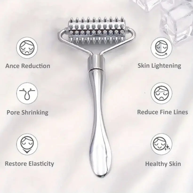Zinc Alloy Facial Massage Roller, Dual-Use Face Sculpting Tool, Portable Handy Beauty Care Tool for Face and Neck Spa, Compact Massage Device, Face Lifting Roller