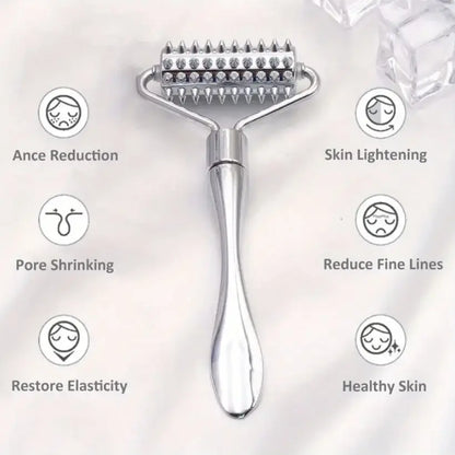 Zinc Alloy Facial Massage Roller, Dual-Use Face Sculpting Tool, Portable Handy Beauty Care Tool for Face and Neck Spa, Compact Massage Device, Face Lifting Roller